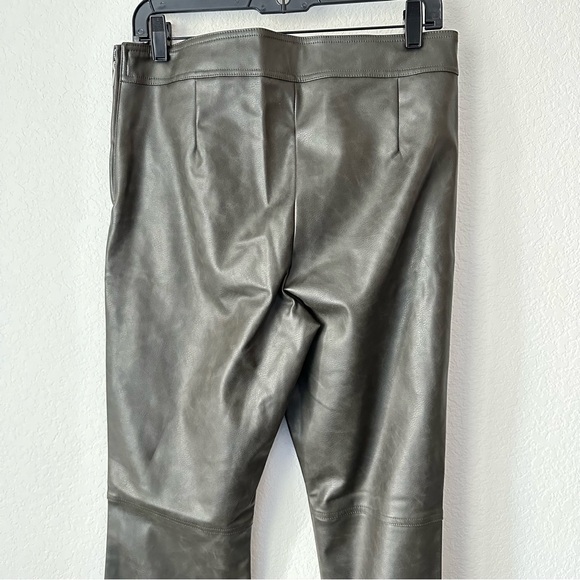 New Zara Dark Brown Faux Leather High Waist Pants Large XL 7901/502 - Picture 10 of 12